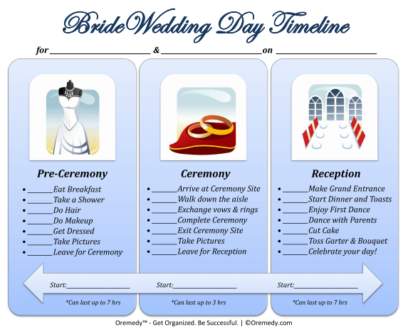 Free Printable Bride Wedding Day Timeline Free Printable Bride Wedding Day Timeline